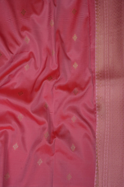 Kanchivaram Semi Silk Saree - Scarlet Red with Baby Pink