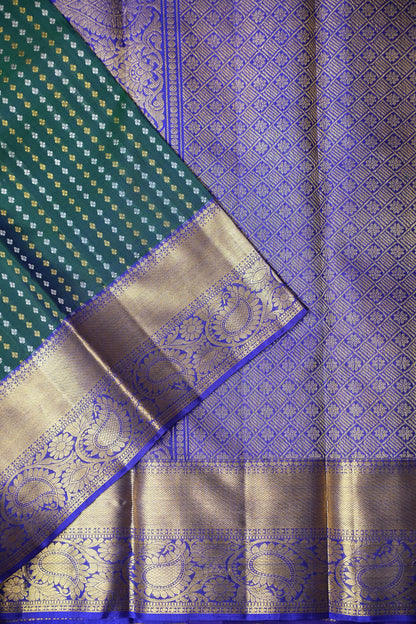 Pure Kanchipuram Silk Saree - Peacock Green & Blue| Silk Mark Certified