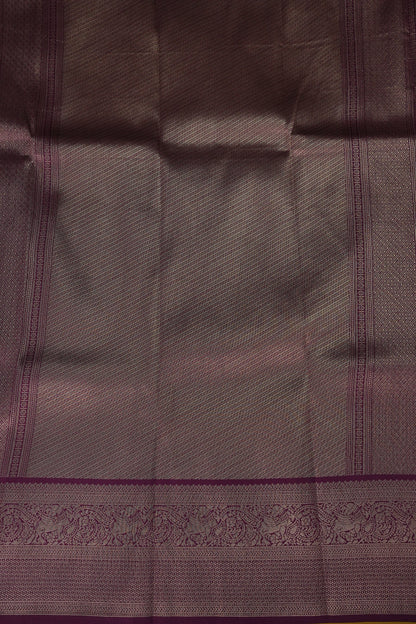 Kanchivaram Semi Silk Saree - Mustard with Wine