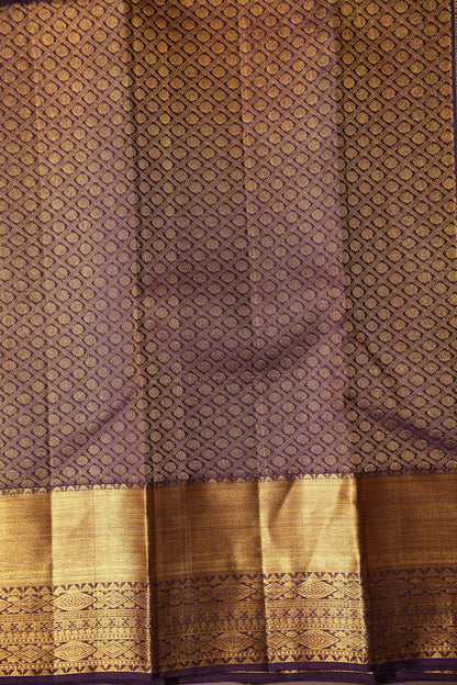 Pure Kanchipuram Silk Saree - Olive Green & Coffee| Silk Mark Certified