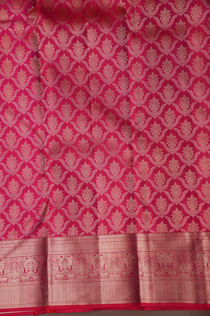 Pure Kanchipuram Brocade Silk Saree - Hot Pink & Soft Gold Zari| Silk Mark Certified