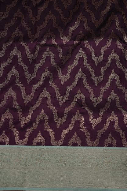 Kanchivaram Semi Silk Saree - Deep Purple with Sea Green