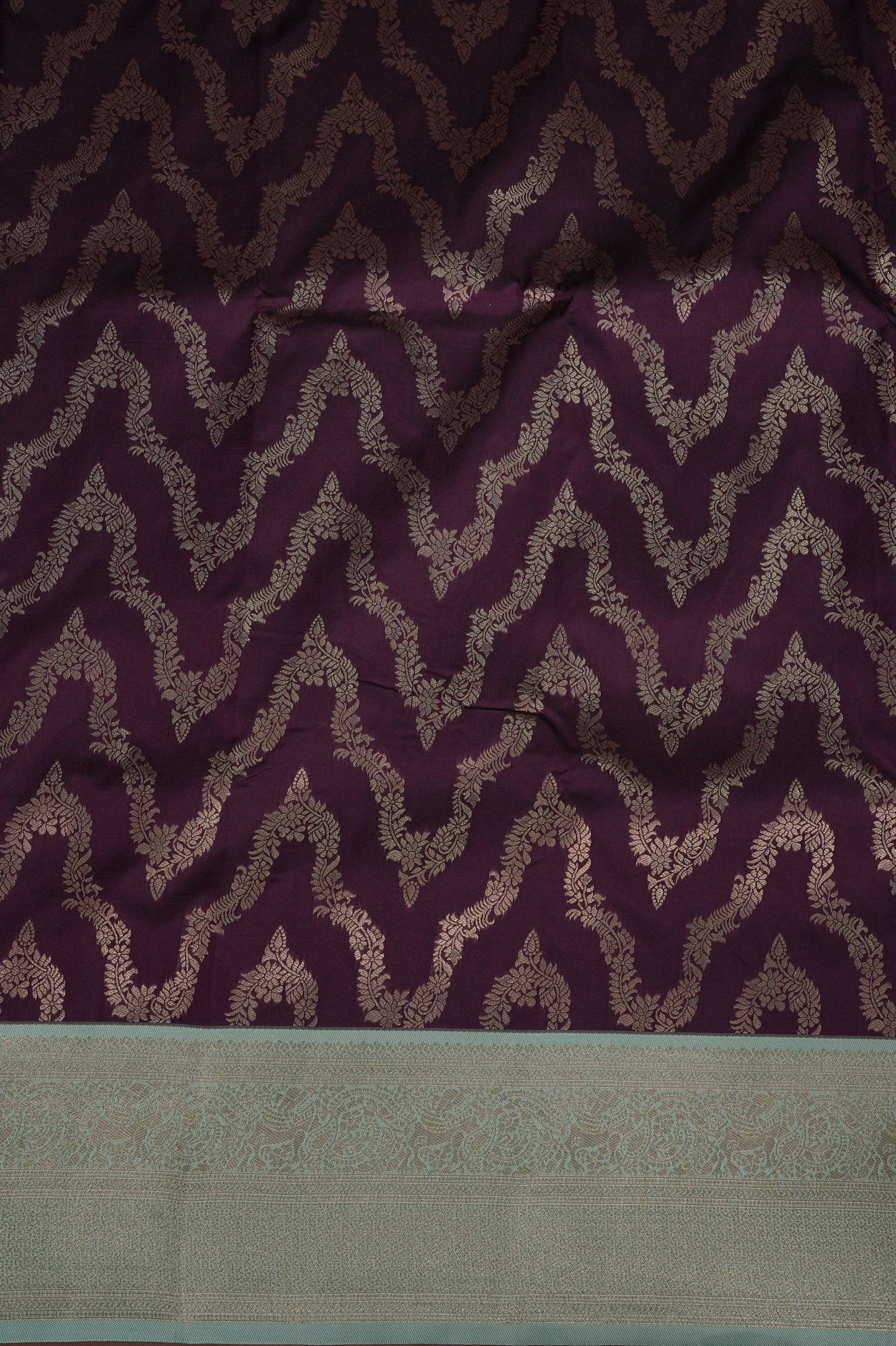 Kanchivaram Semi Silk Saree - Wine with Sea Green