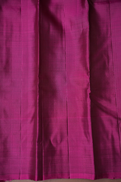 Pure Kanchipuram Brocade Silk Saree - Deep Navy Blue & Purple Border| Silk Mark Certified