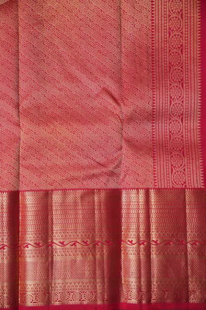 Pure Kanchipuram Silk Saree - Emerald Green & Orange| Silk Mark Certified