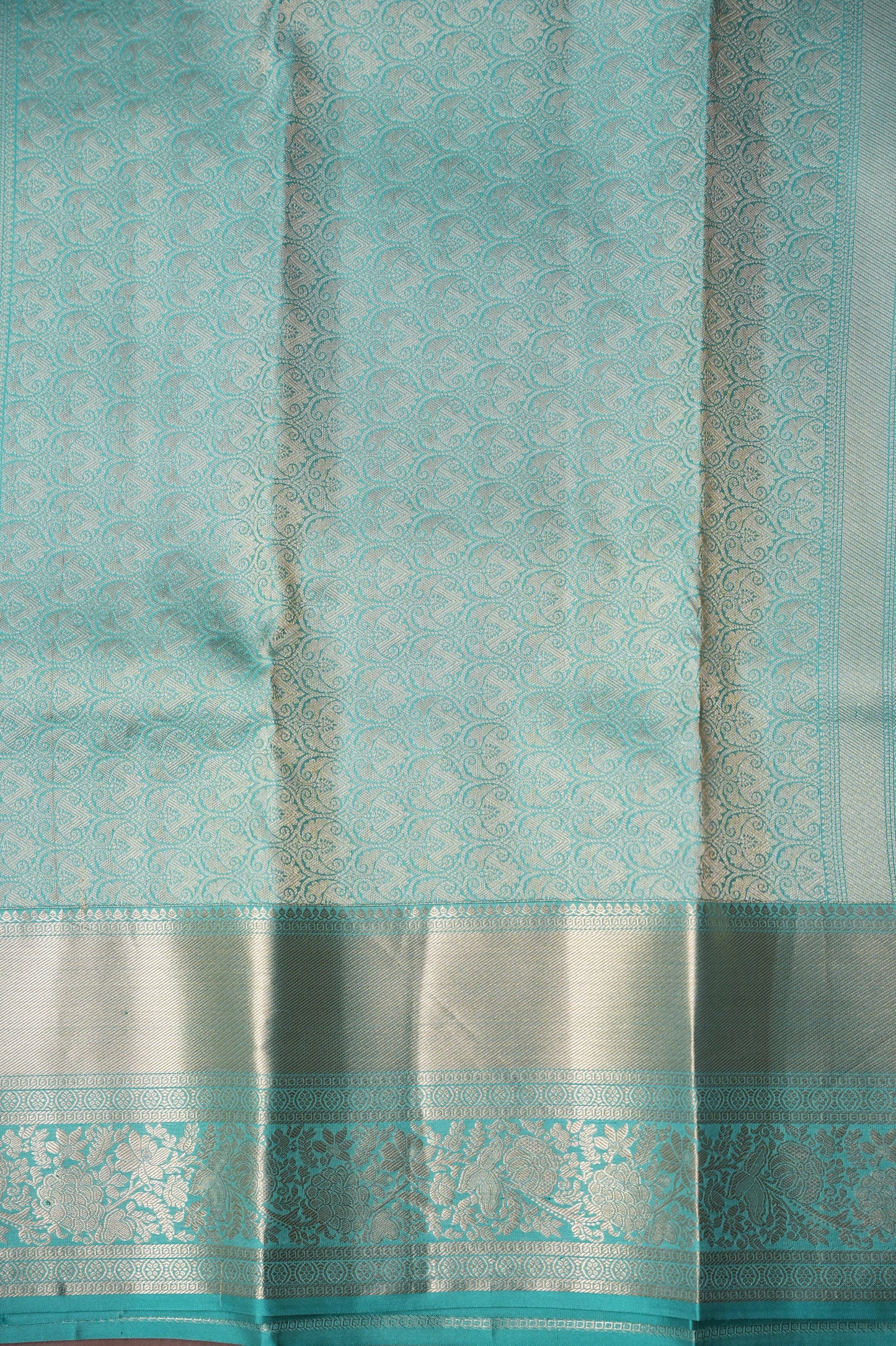 Pure Kanchipuram Brocade Silk Saree - Soft Aqua Blue| Silk Mark Certified