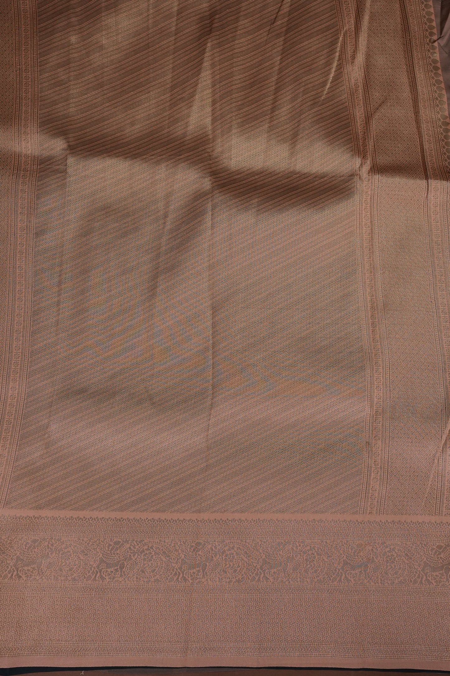 Kanchivaram Semi Silk Saree - Peacock Blue with Peach