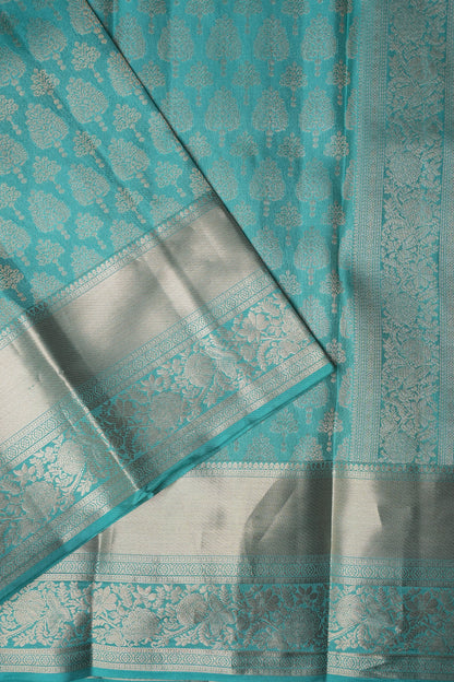 Pure Kanchipuram Brocade Silk Saree - Soft Aqua Blue| Silk Mark Certified