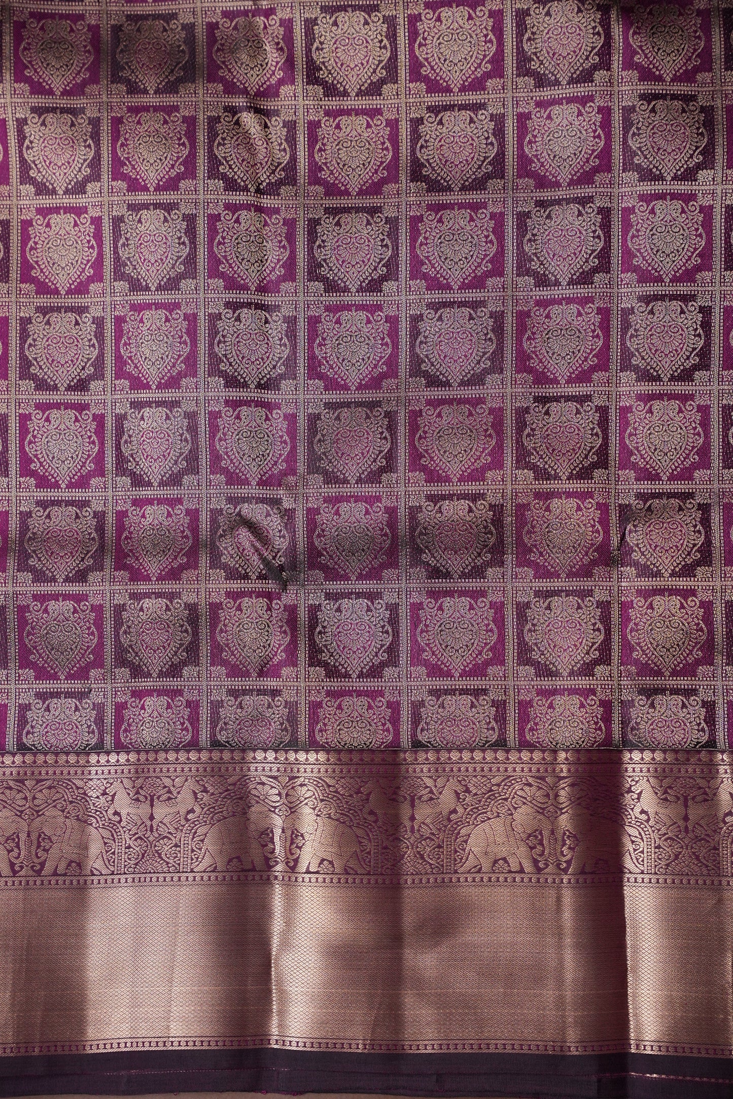 Pure Kanchipuram Brocade Silk Saree - Deep Purple| Silk Mark Certified