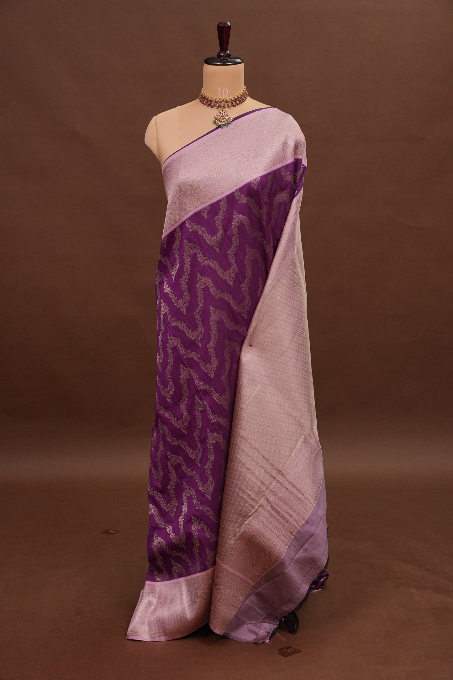 Kanchivaram Semi Silk Saree - Magenta with Baby Pink