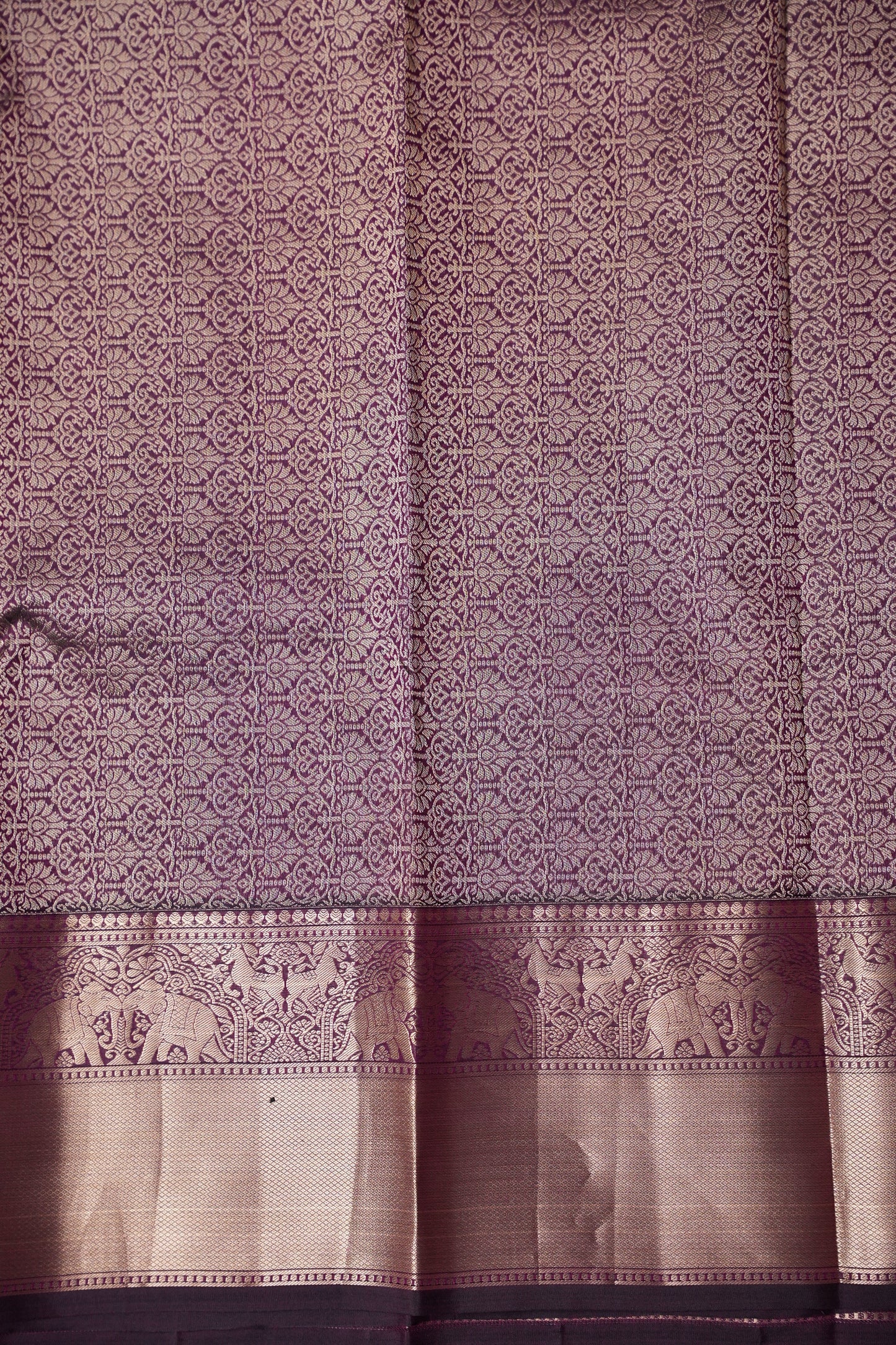 Pure Kanchipuram Brocade Silk Saree - Deep Purple| Silk Mark Certified