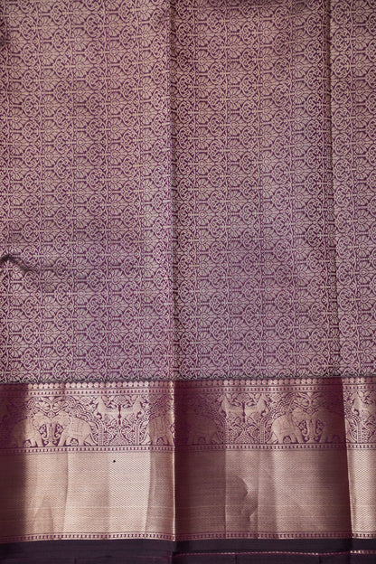 Pure Kanchipuram Brocade Silk Saree - Deep Purple| Silk Mark Certified