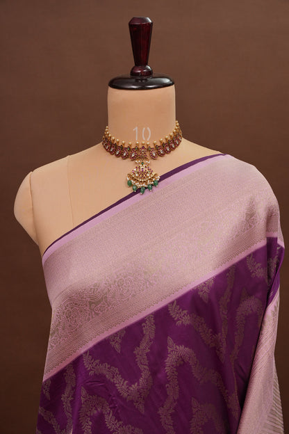 Kanchivaram Semi Silk Saree - Magenta with Baby Pink