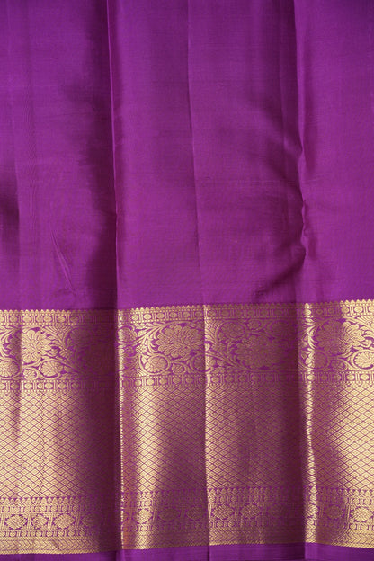 Pure Kanchipuram Brocade Silk Saree - Bright Parrot Green with Purple Border| Silk Mark Certified