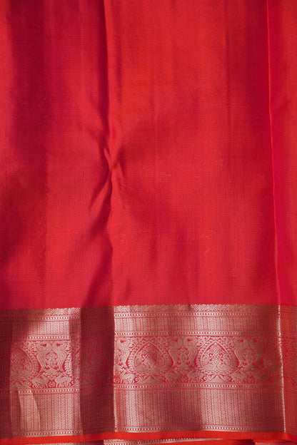Pure Kanchipuram Brocade Silk Saree - Orange| Silk Mark Certified