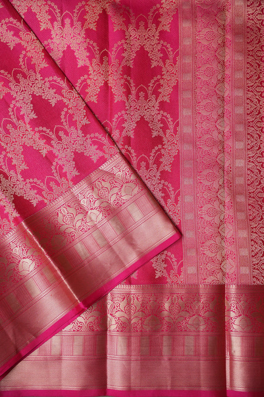 Pure Kanchipuram Brocade Silk Saree - Pink| Silk Mark Certified