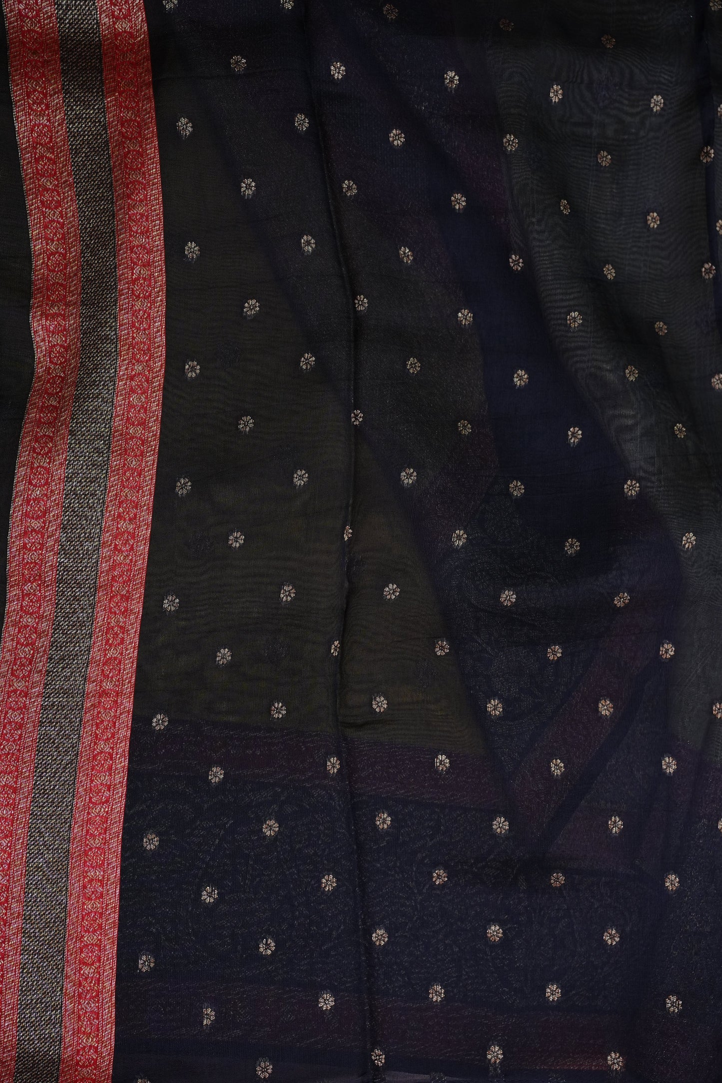 Banarasi Tussar Raw Silk Saree with Contrast 3D Border – Yellow & Black