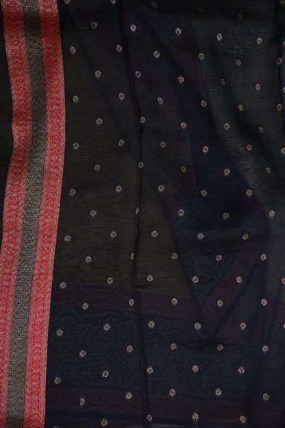 Banarasi Tussar Raw Silk Saree with Contrast 3D Border – Yellow & Black