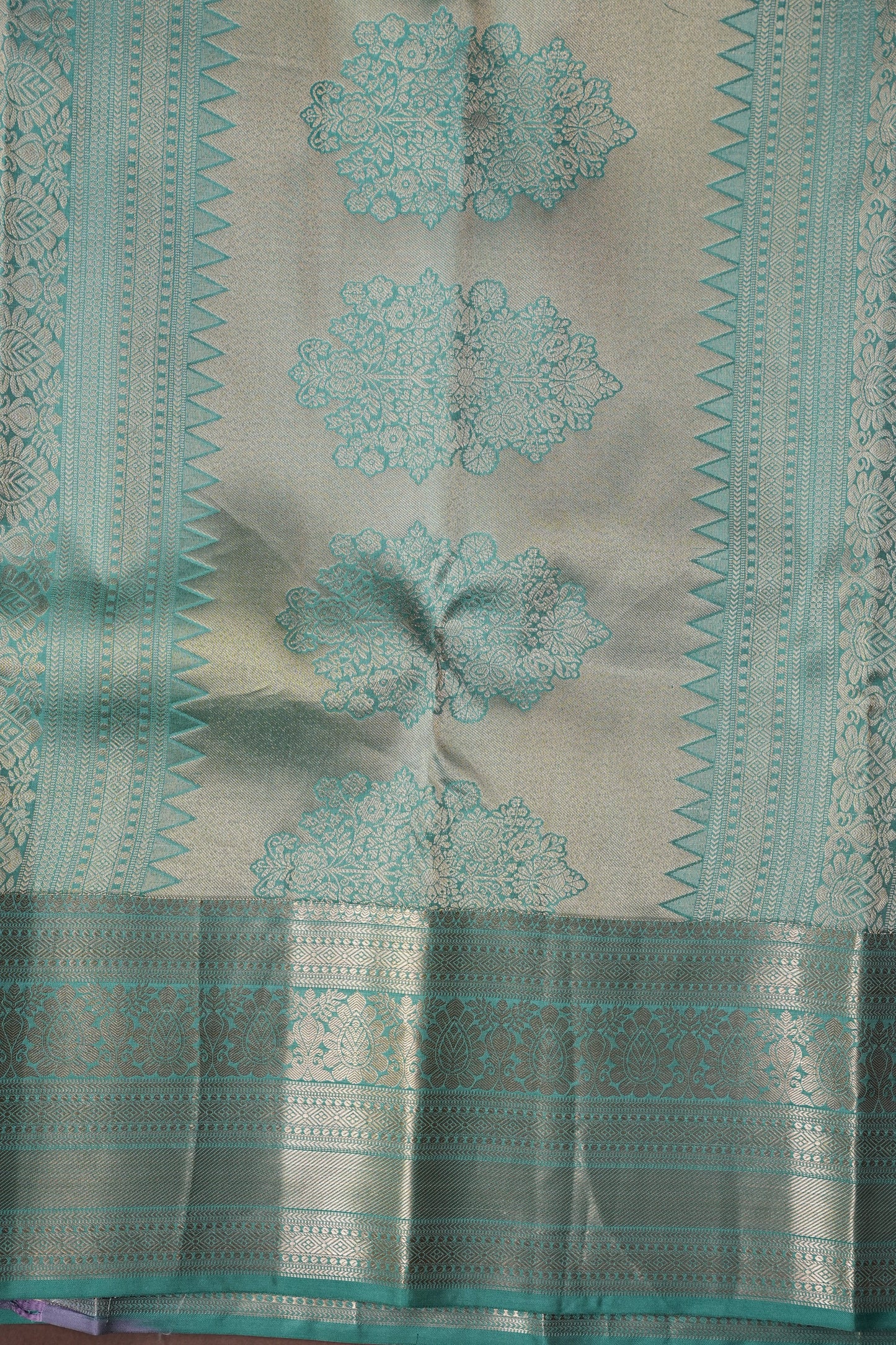 Pure Kanchipuram Silk Saree - Aqua Green| Silk Mark Certified
