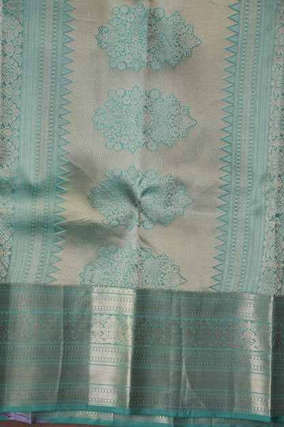Pure Kanchipuram Silk Saree - Aqua Green| Silk Mark Certified