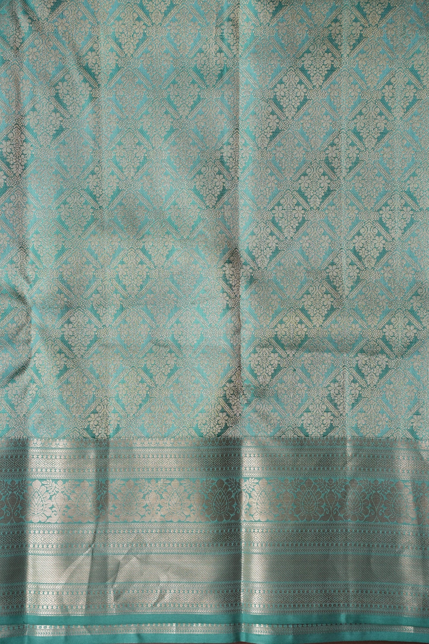 Pure Kanchipuram Silk Saree - Aqua Green| Silk Mark Certified