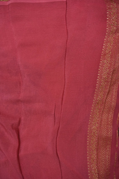 Banarasi Tussar Georgette Saree with Geometric Jaal Weave – Black & Pink