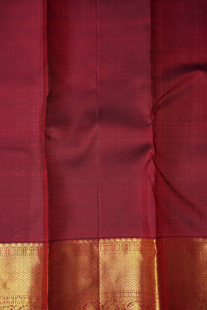 Pure Kanchipuram Silk Saree - Orange & Maroon| Silk Mark Certified