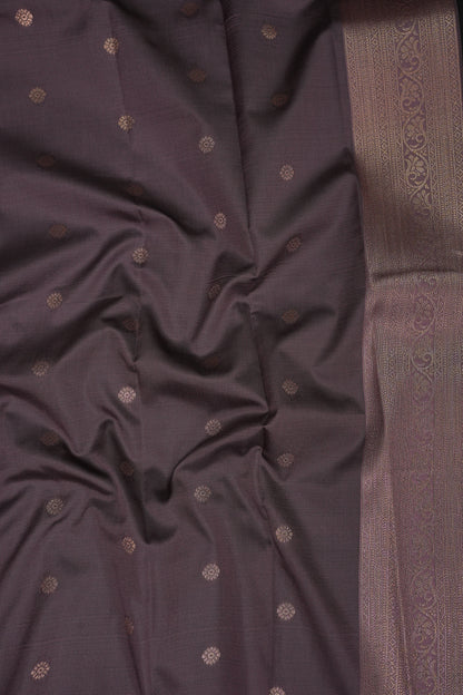 Black Semi Silk Saree with Muted Mauve Vintage Zari Border