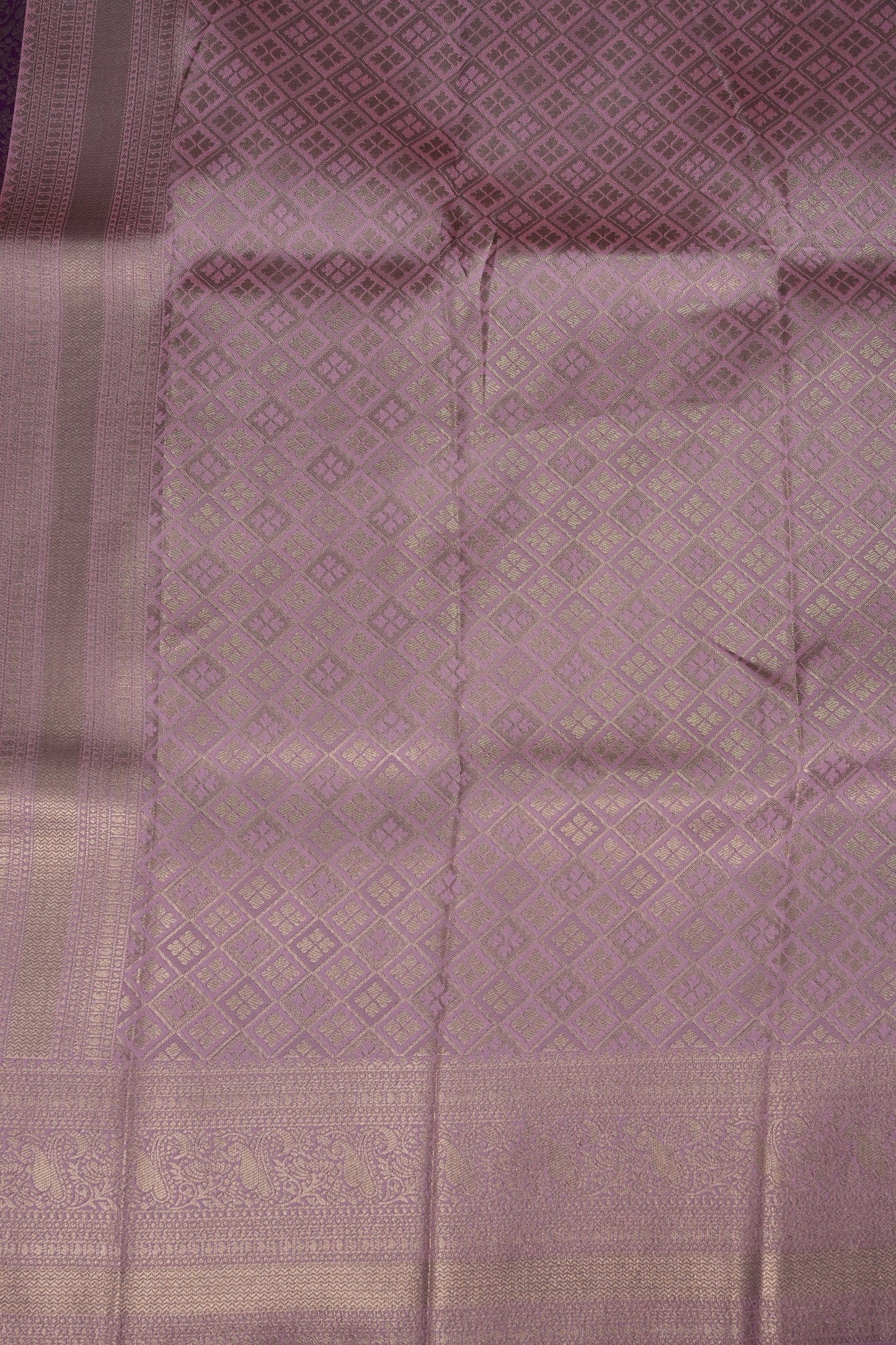 Kanchivaram Semi Silk Saree - Wine with Baby Pink