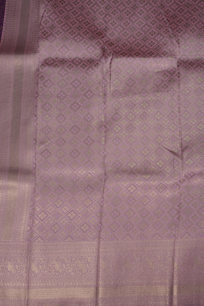 Kanchivaram Semi Silk Saree - Wine with Baby Pink