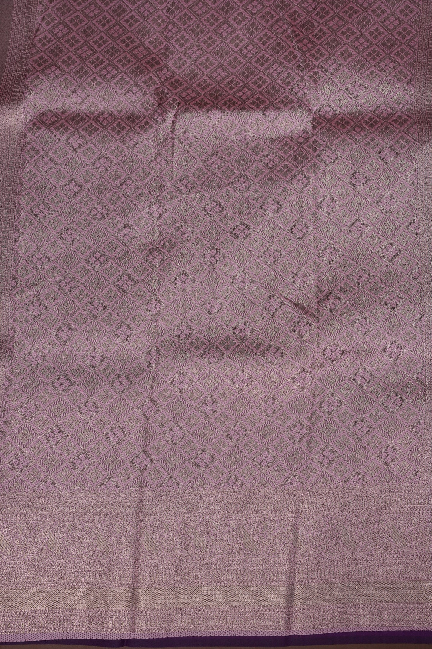 Kanchivaram Semi Silk Saree - Wine with Baby Pink