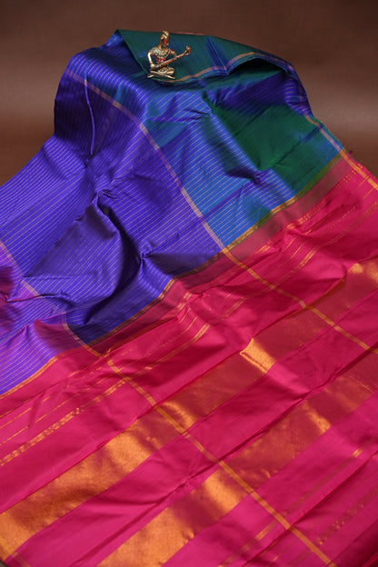 Designer Pure Kanchipuram Silk Saree in Ombre Pattern - Multicolor| Silk Mark Certified