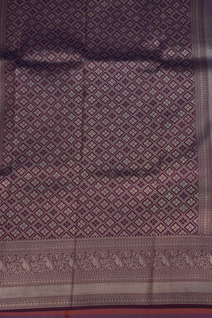 Kanchivaram Semi Silk Saree - Copper with Deep Purple