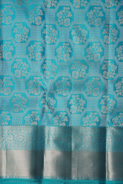 Pure Kanchipuram Brocade Silk Saree - Turquoise Blue| Silk Mark Certified