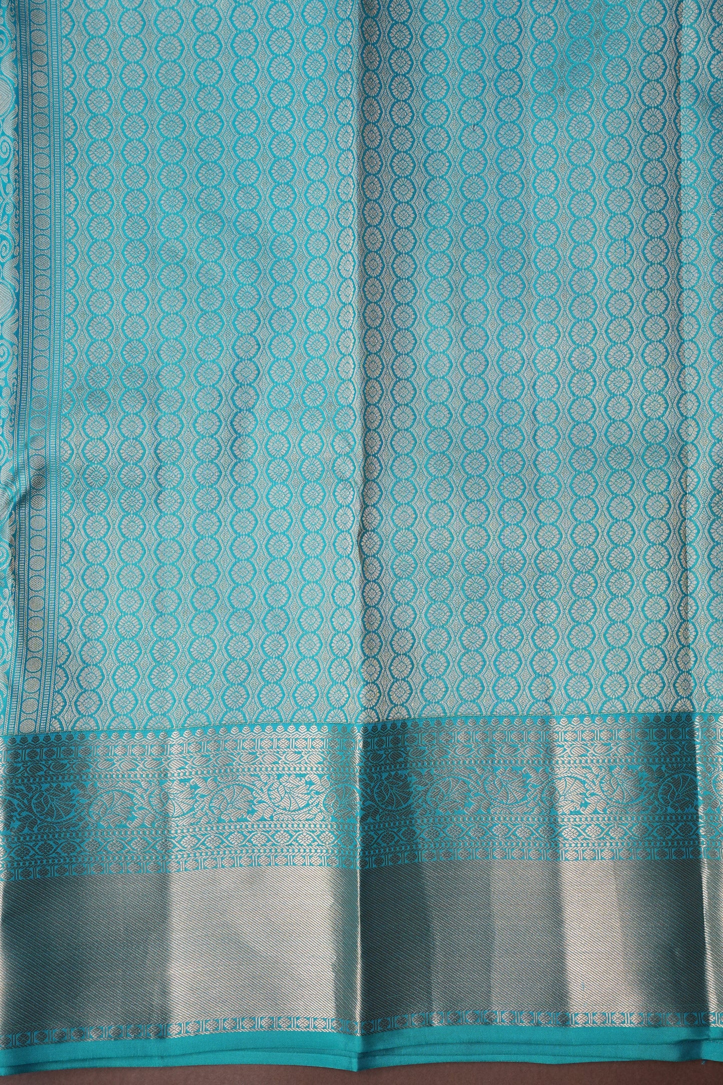 Pure Kanchipuram Brocade Silk Saree - Turquoise Blue| Silk Mark Certified