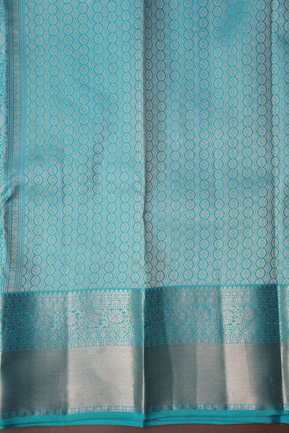 Pure Kanchipuram Brocade Silk Saree - Turquoise Blue| Silk Mark Certified