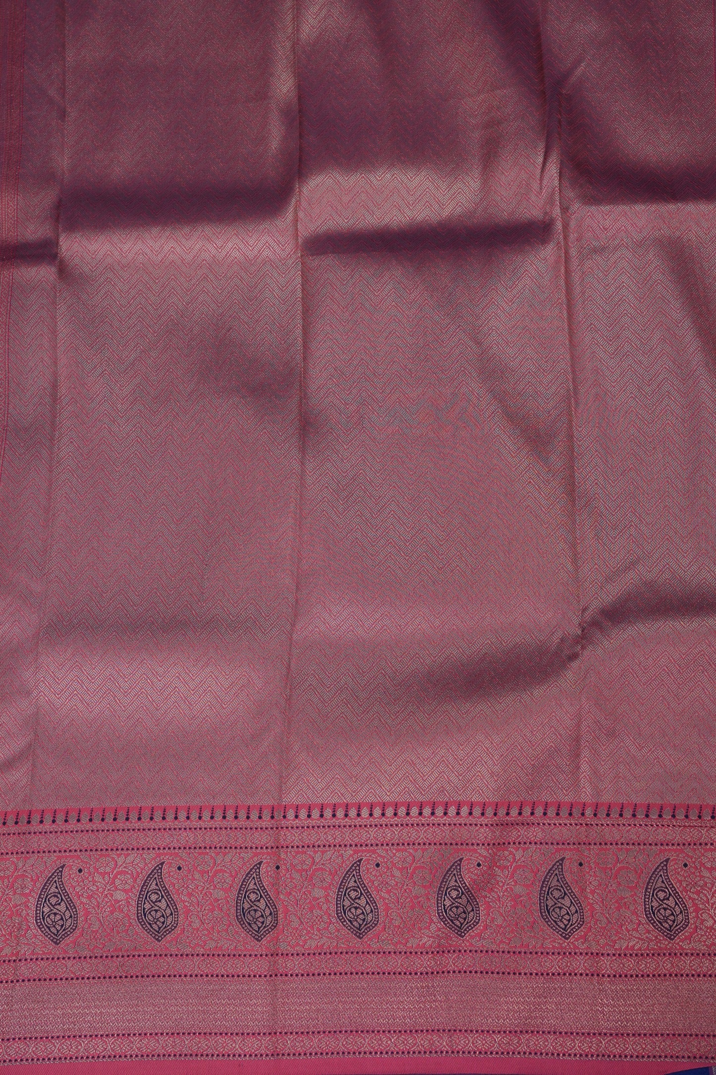 Royal Blue Semi Silk Saree with Pink Zari Border