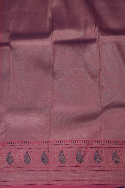 Royal Blue Semi Silk Saree with Pink Zari Border