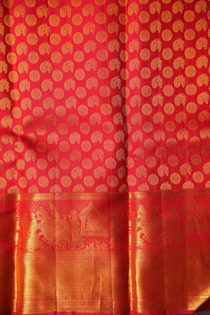 Pure Kanchipuram Silk Saree - Crimson Red| Silk Mark Certified