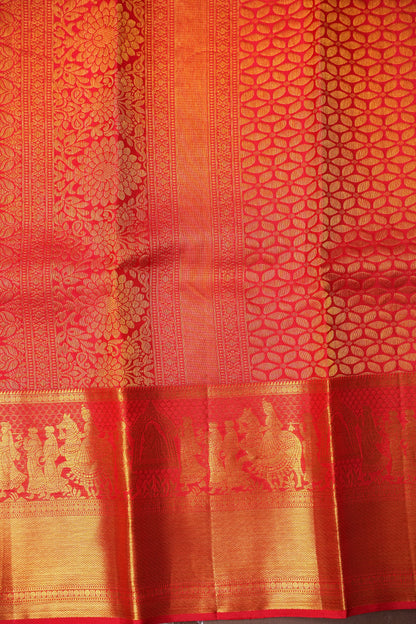 Pure Kanchipuram Silk Saree - Crimson Red| Silk Mark Certified