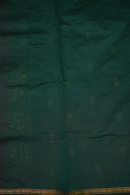 Maheshwari Silk Cotton Saree | Emerald Green With Pink