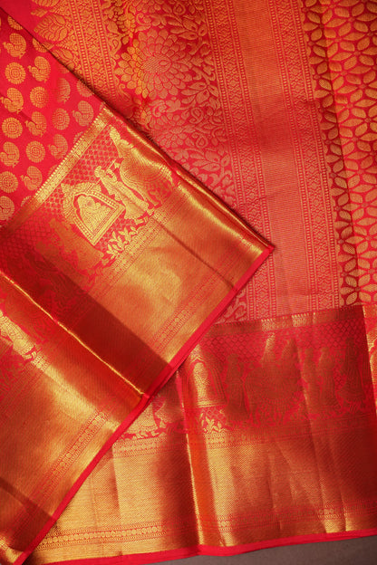 Pure Kanchipuram Silk Saree - Crimson Red| Silk Mark Certified