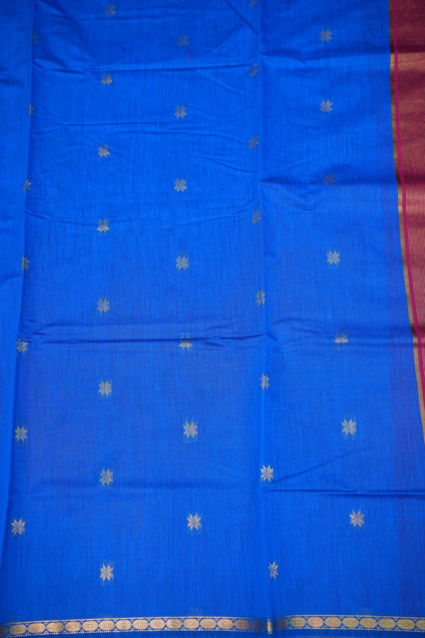Maheshwari Silk Cotton Saree | Blue With Pink