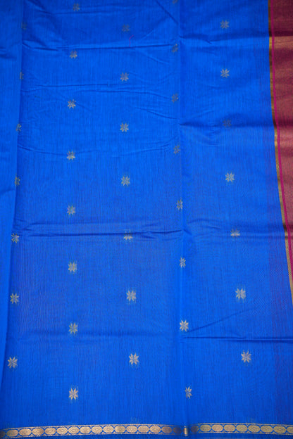 Maheshwari Silk Cotton Saree | Blue With Pink