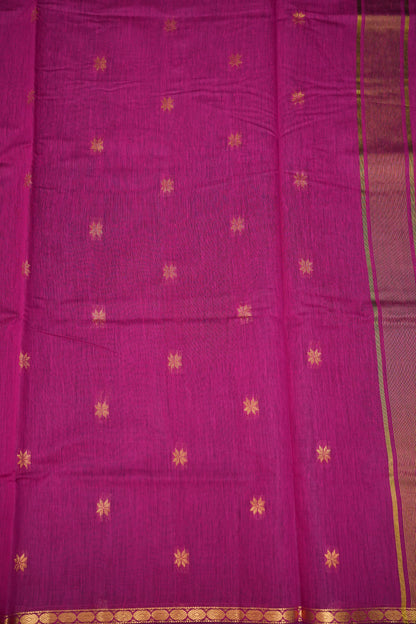 Maheshwari Silk Cotton Saree | Blue With Pink