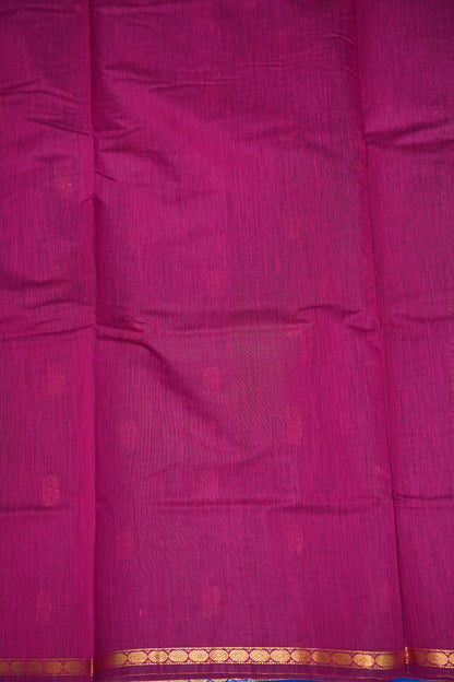 Maheshwari Silk Cotton Saree | Blue With Pink