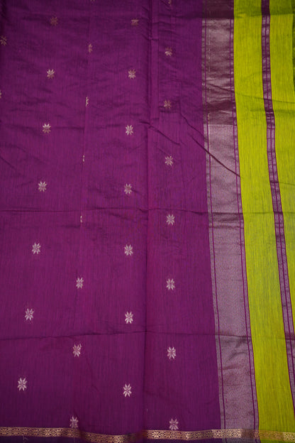 Maheshwari Silk Cotton Saree | Parrot Green With Pink