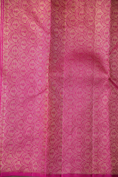Orange & Rani Pink Dual Tone Pure Kanchivaram Silk Saree with Zari Buttas| Silk Mark Certified