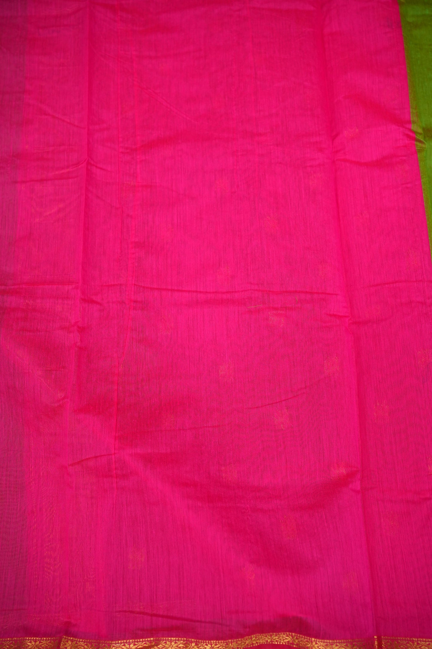 Maheshwari Silk Cotton Saree | Green With Pink