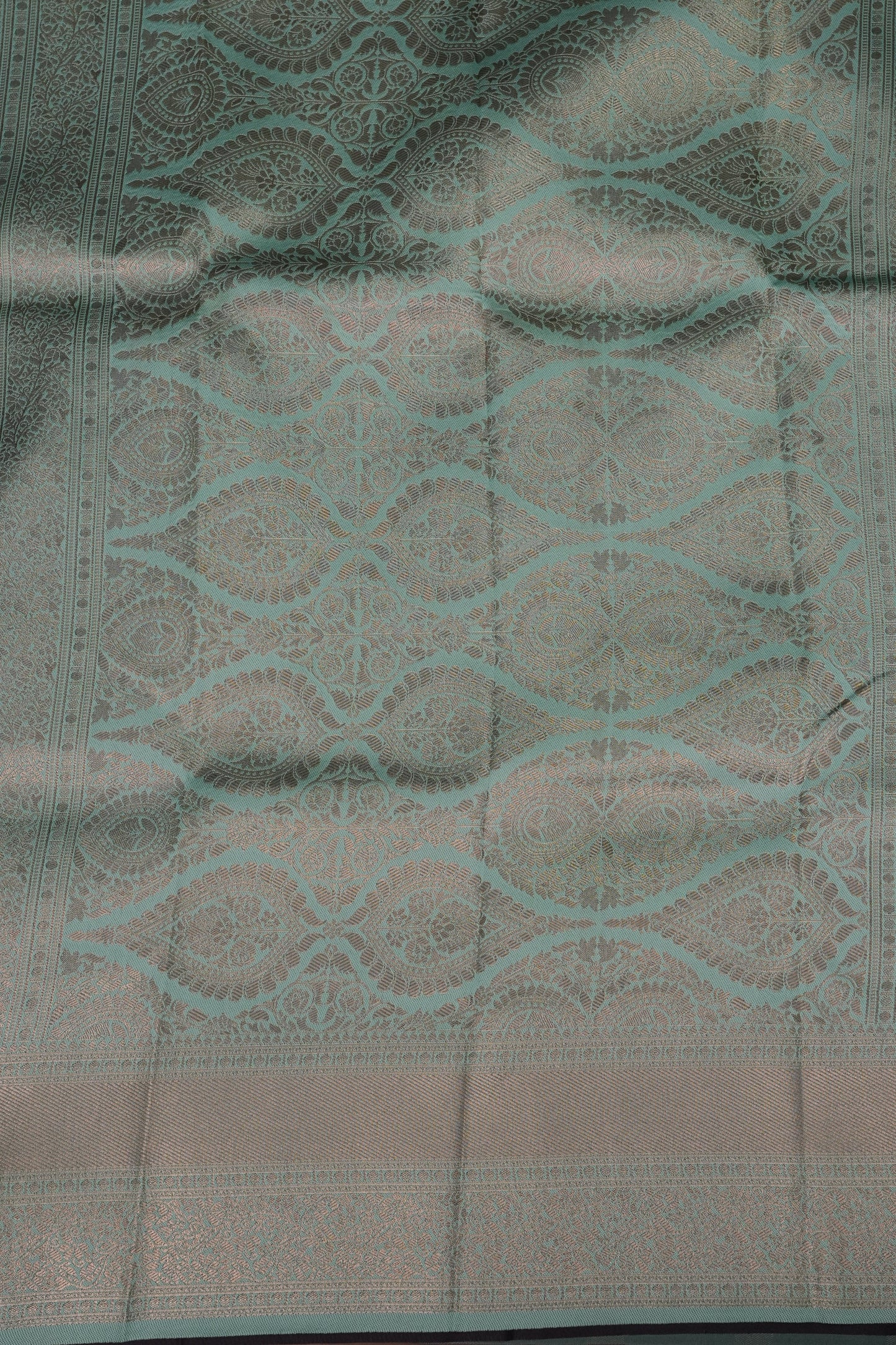 Deep Purple Semi Silk Saree with Sea Green Zari Border